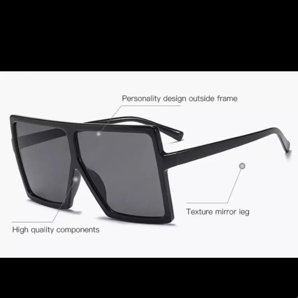 “PRICE. DROP” Oversized Black Glossy  Square Sunglasses